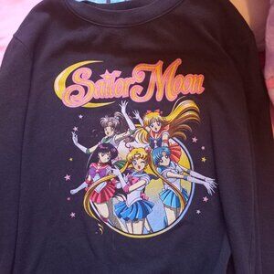Sailor Moon Black Graphic Sweatshirt Crewneck Women's Top Anime